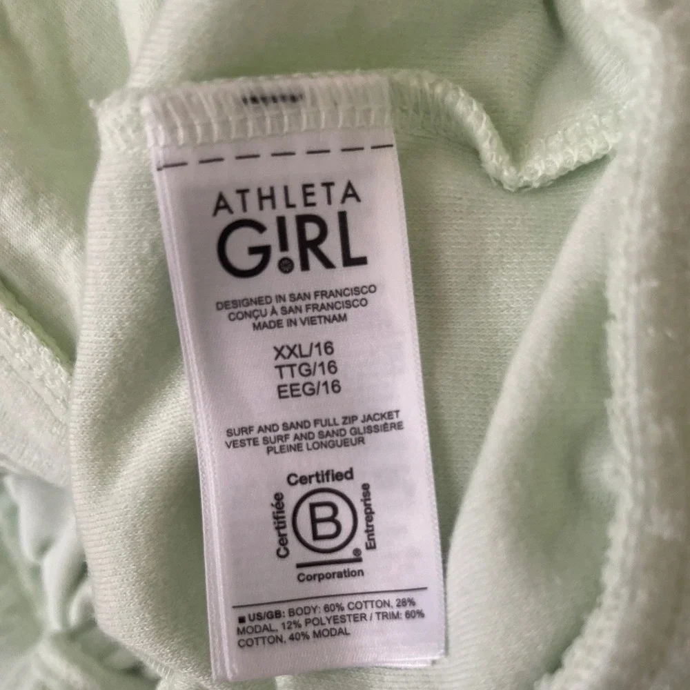 Athleta Girl XXL Surf and Sand Full Zip Jacket Green‎ Kids
